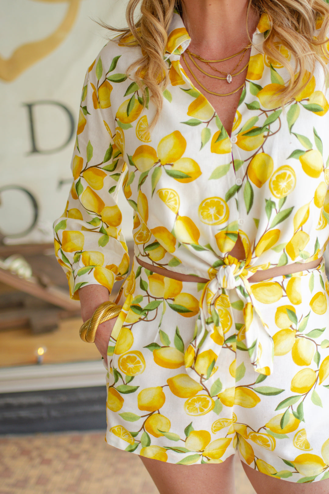 Limoncello High Rise Lemon Print Shorts