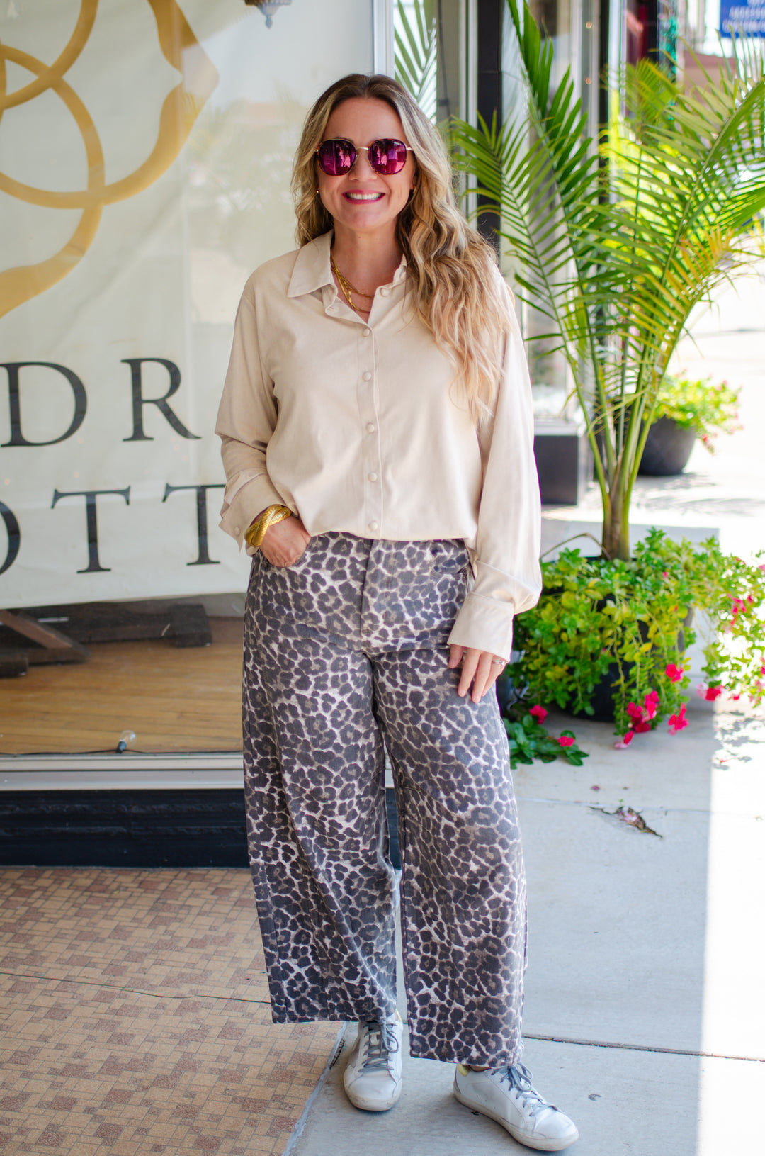 Chic Date Night Suede Like Button Down Top in Cream