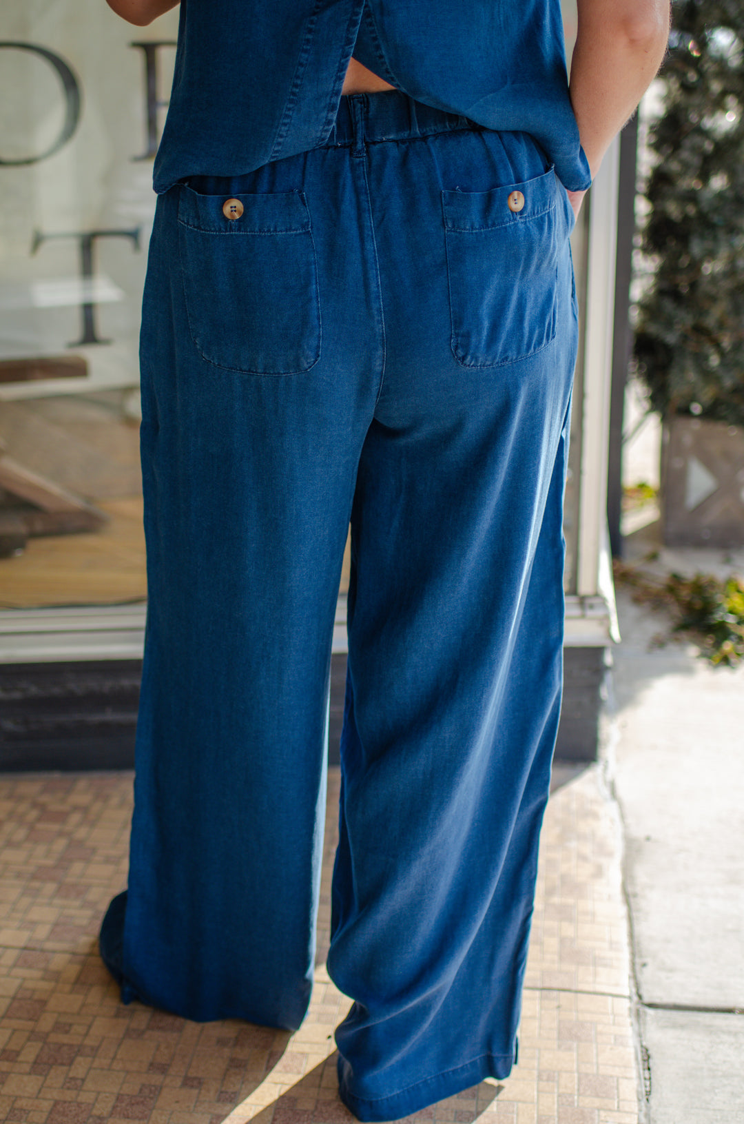 Classic Stroll Chambray Wide Leg Pants