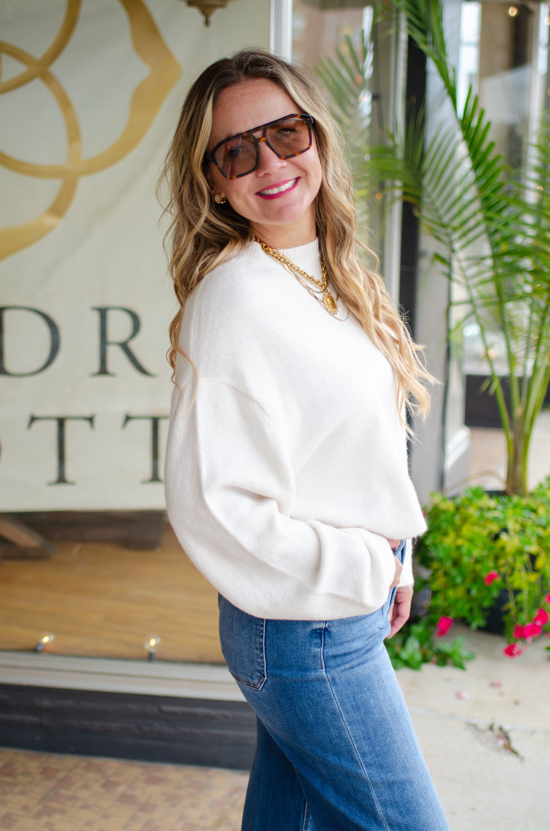 Winter Wish Soft Crew Neck Cropped Sweater in Cream