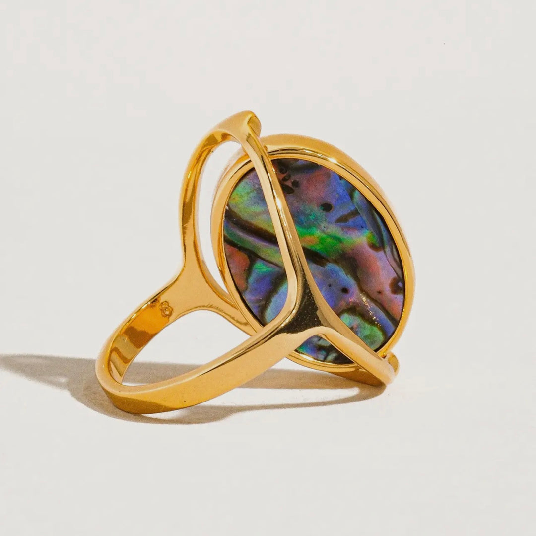 LUXE Isla 18K Gold Plated Double Sided Shell Ring