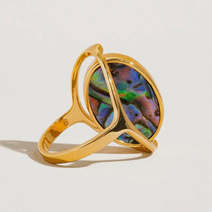 LUXE Isla 18K Gold Plated Double Sided Shell Ring