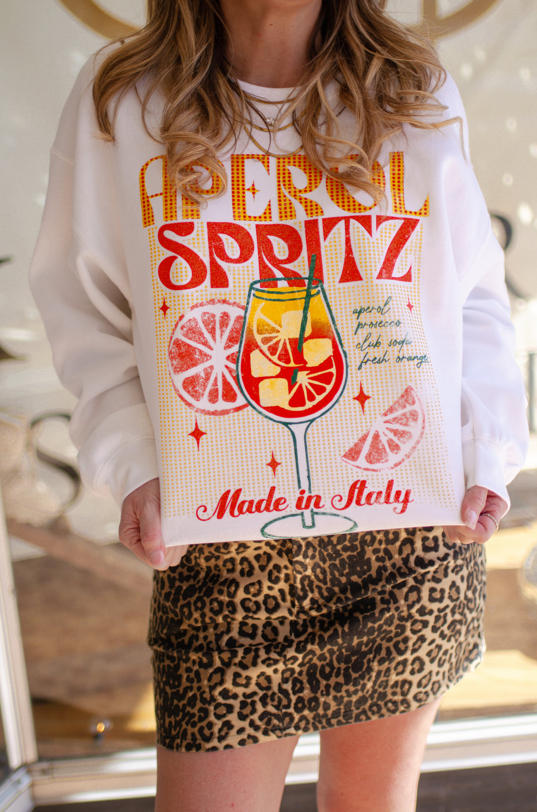 Aperol Spritz Printed Graphic Oversized Sweatshirt