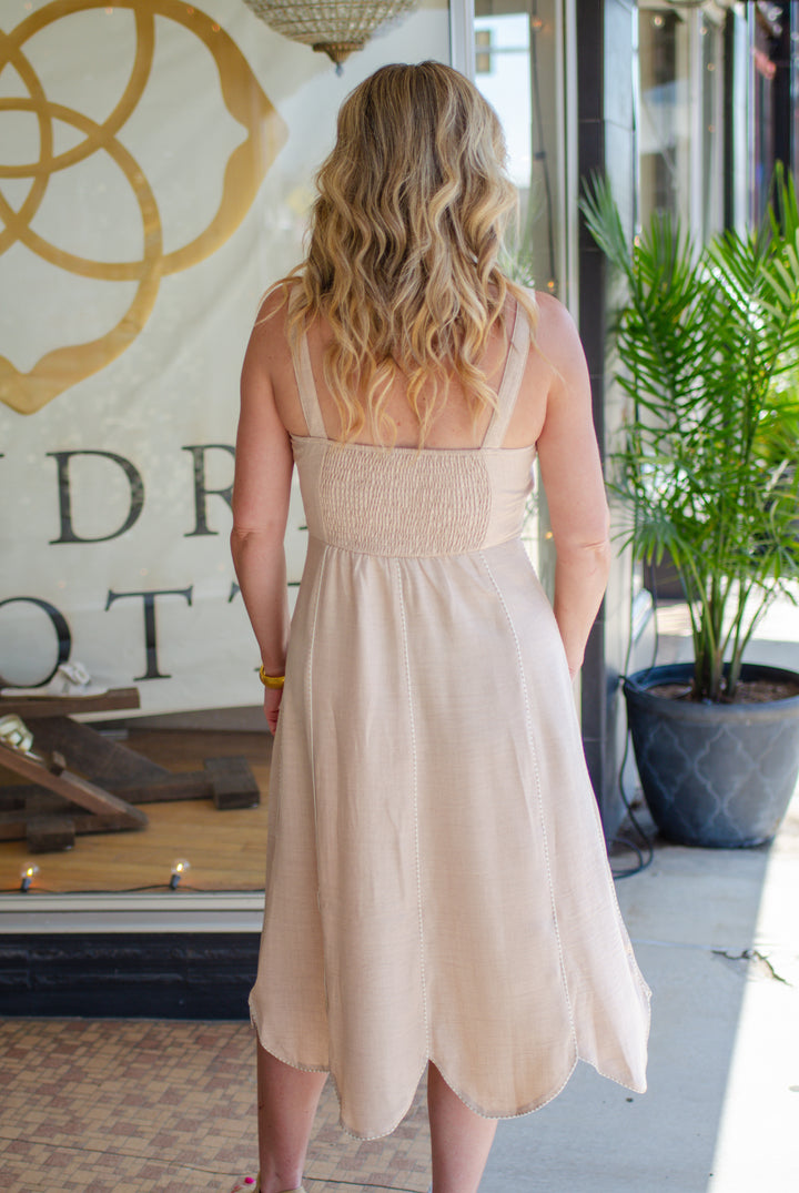 Make It Memorable Tie Front Dress in Natural