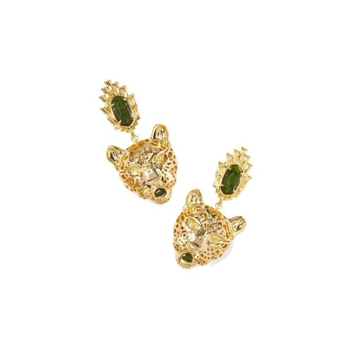 Kendra Scott Maura Jaguar Statement Earrings in Gold Sage Serpentine