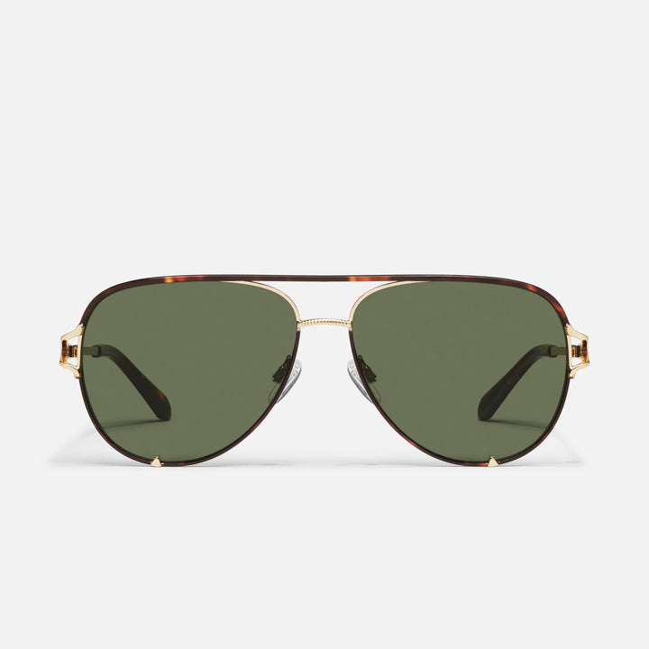 Quay High Key Twist Dark Tortoise Grame in Green Lens