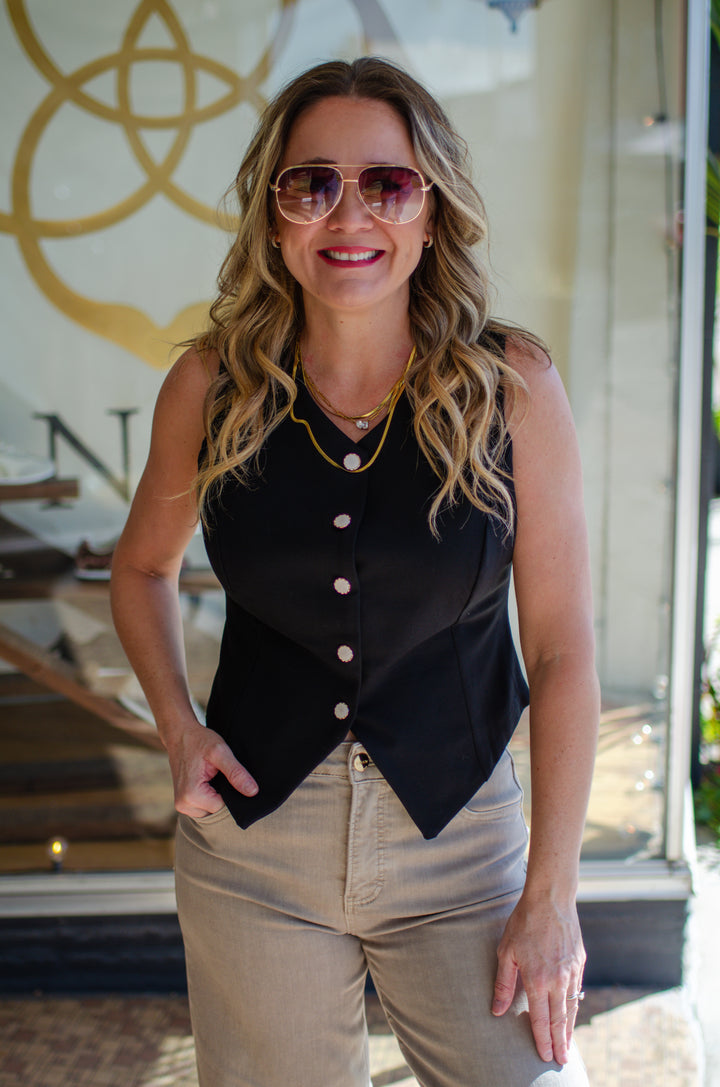 Perfect Love Vest Top in Black