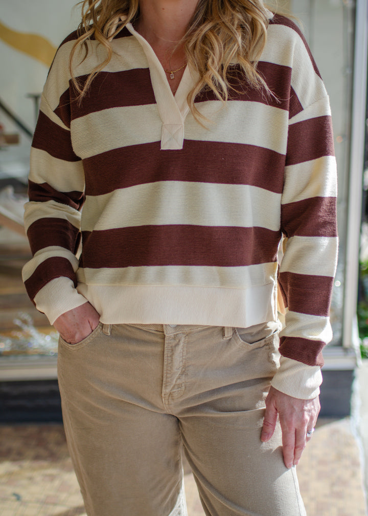 Love At First Sight Chocolate & Cream Rugby Top