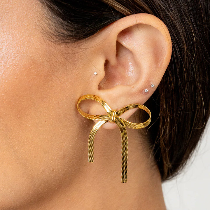 Bracha Bow Earrings in Gold