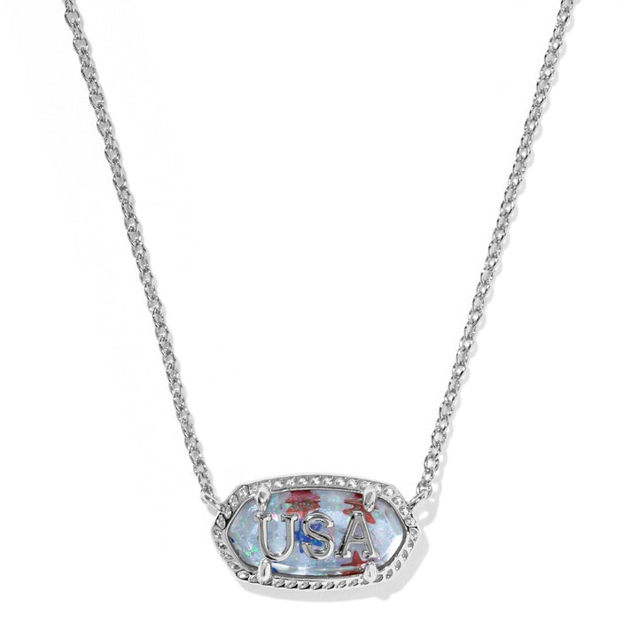 Kendra Scott Elisa USA Red, White & Blue Pendant in Silver