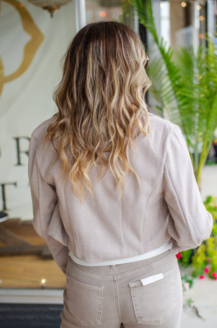 Chic Style Tweed Blazer in Beige