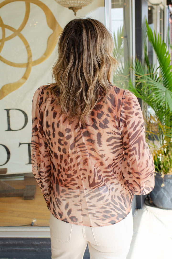 Wild About Me Tie Front Top in Leopard