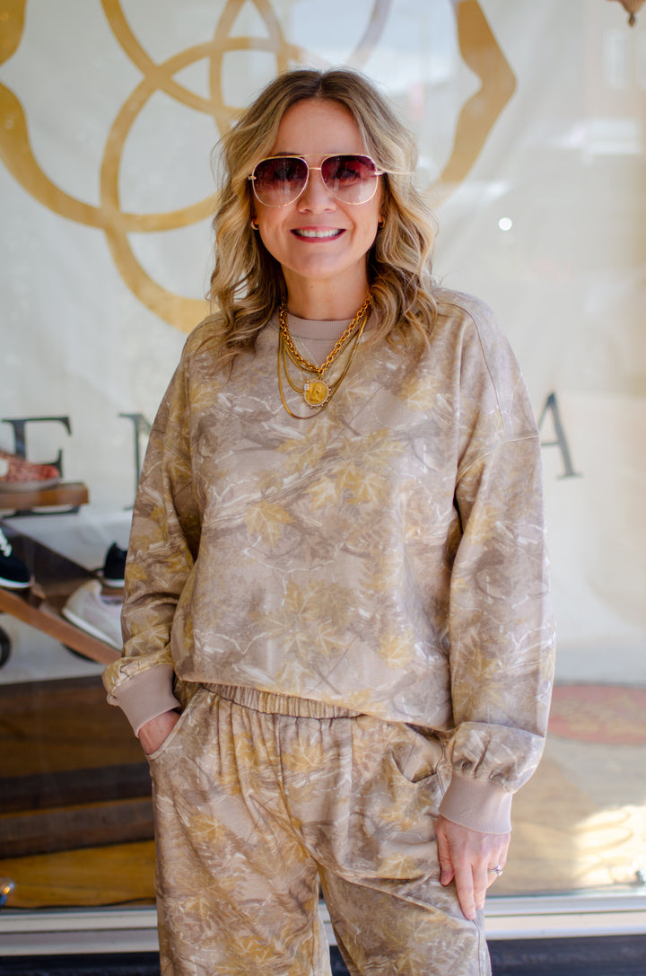 See You Now Camo sweatshirt in Taupe