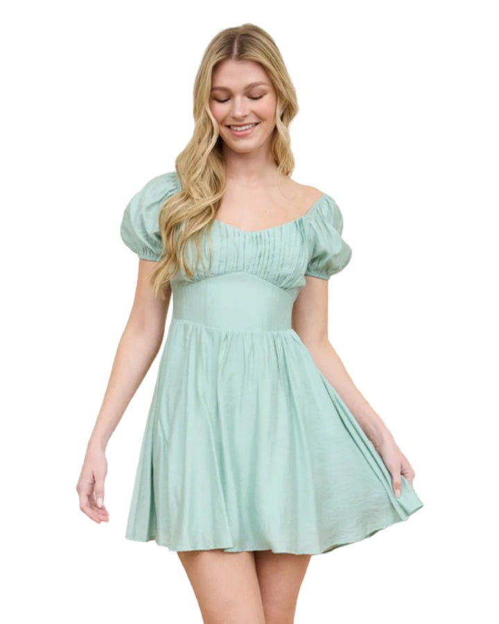 Spring Moments Corset Top Tie Back Dress in Mint