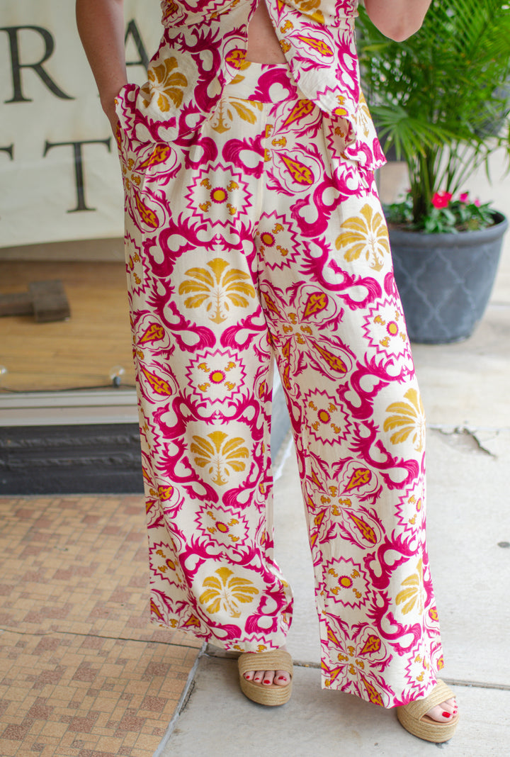 Morocco Moments High Rise Pants in Fuchsia