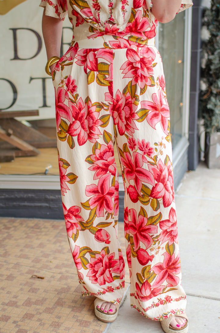 Maui Baby High Rise Floral Print Wide Leg Pant