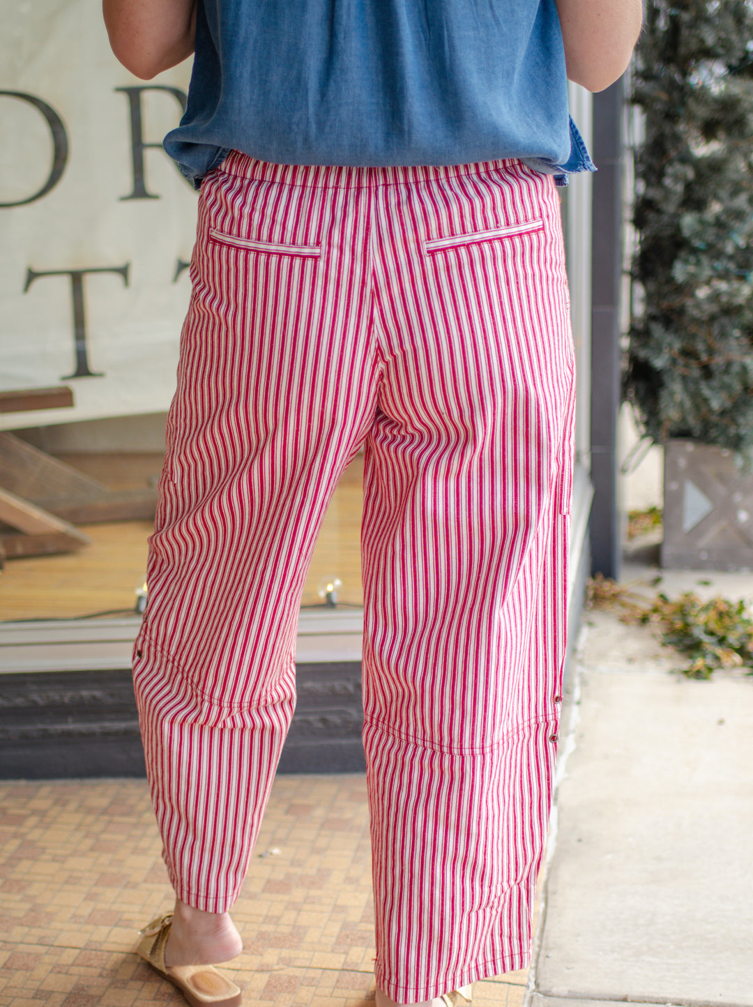 Nautical Dreamer Red & White Stripe Barrel Leg Pants