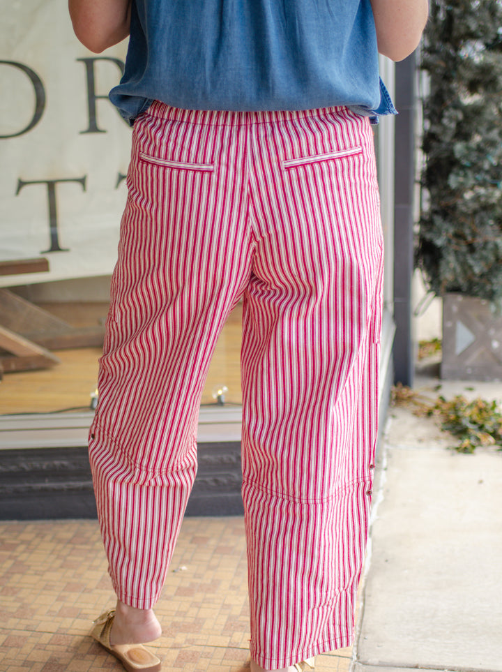 Nautical Dreamer Red & White Stripe Barrel Leg Pants