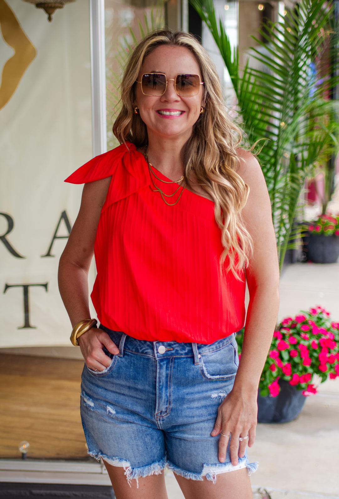 On My Side Tie One Shoulder Bubble Top in Coral