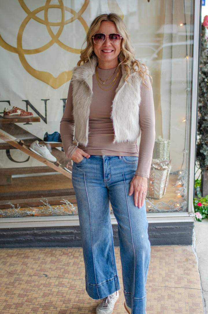 Your My Favorite Taupe Faux Fur Zip Front Vest