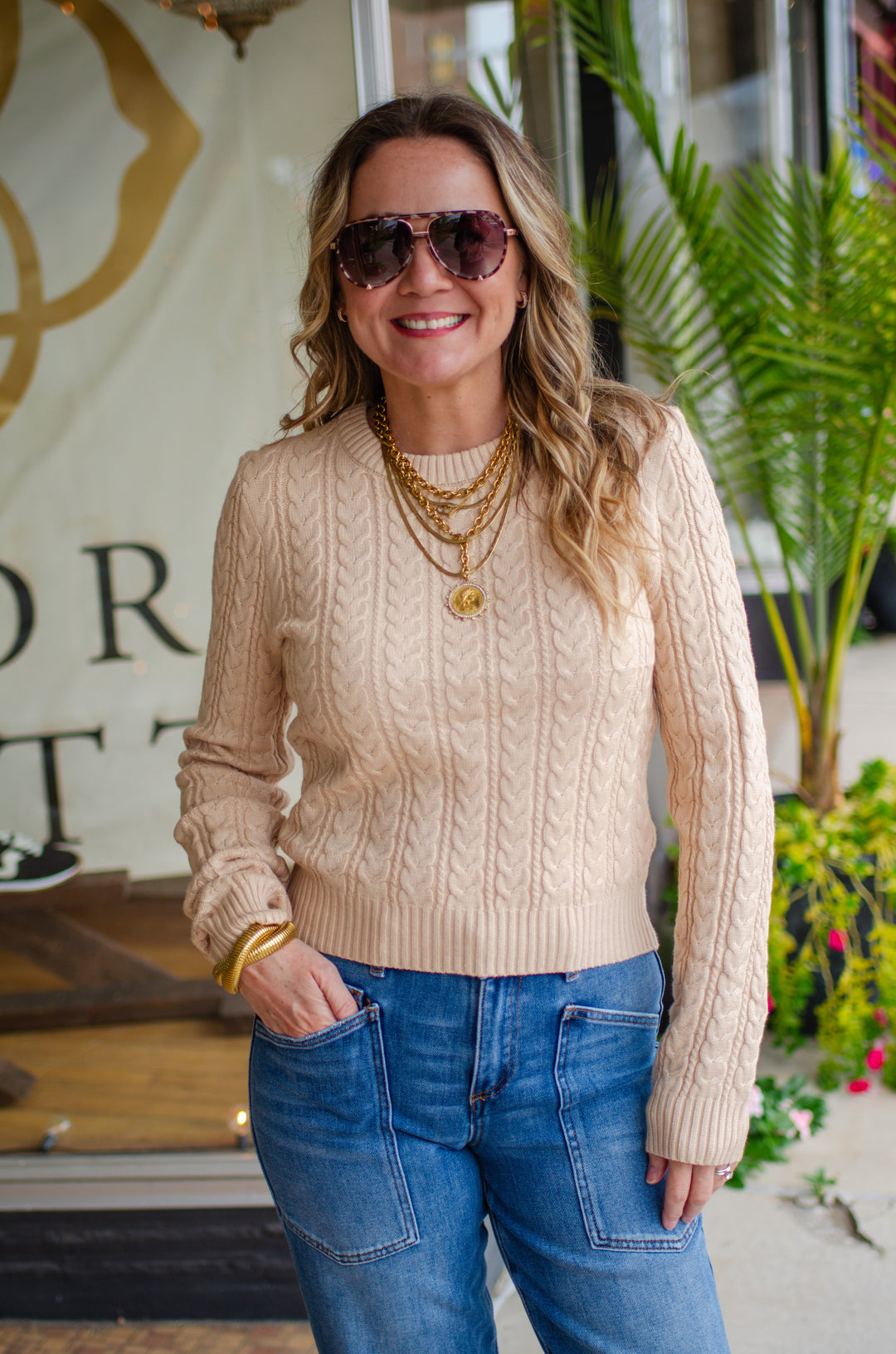 Cozy Feels Cable Knit Sweater in Cream