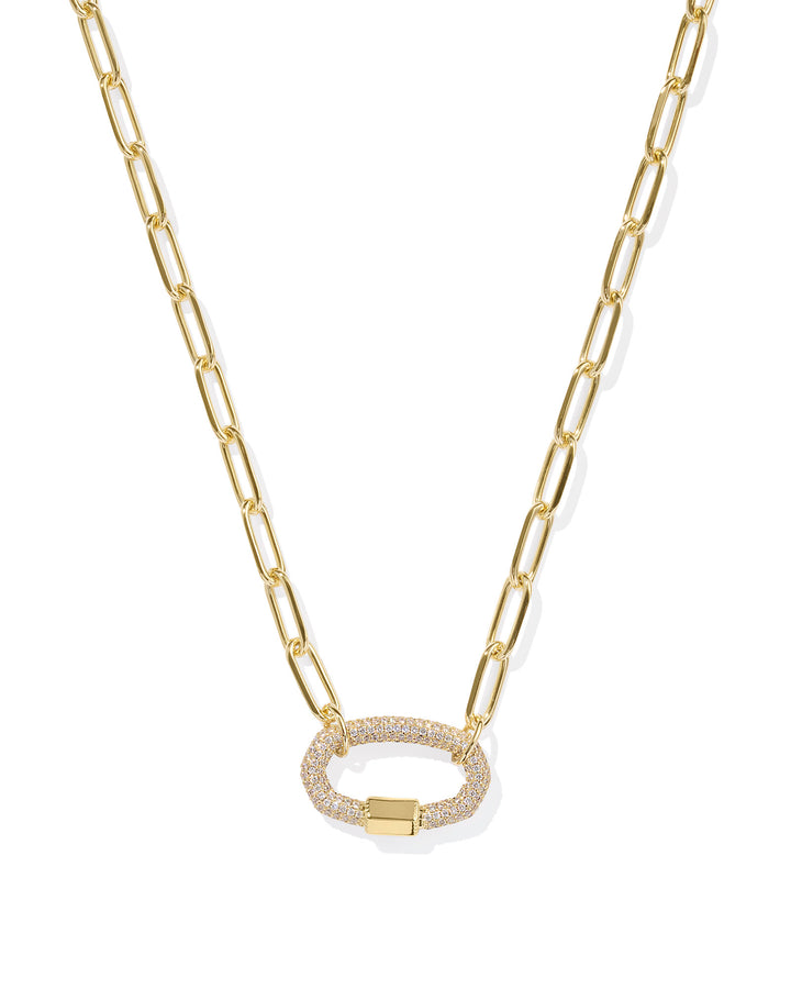 Kendra Scott Emery Link Chain Necklace in Gold & White Crystal