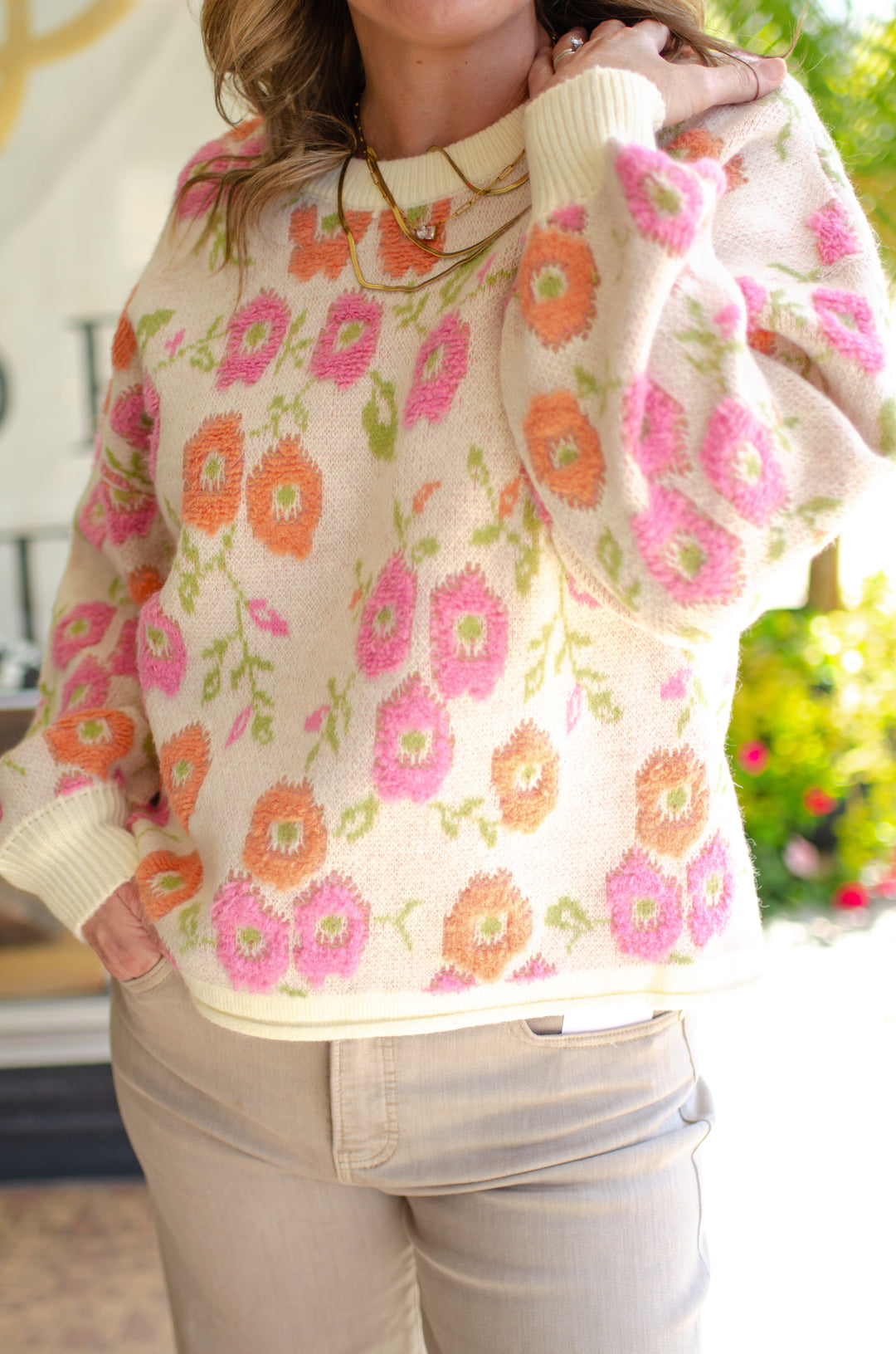 Fields of Flowers Floral Knit Sweater