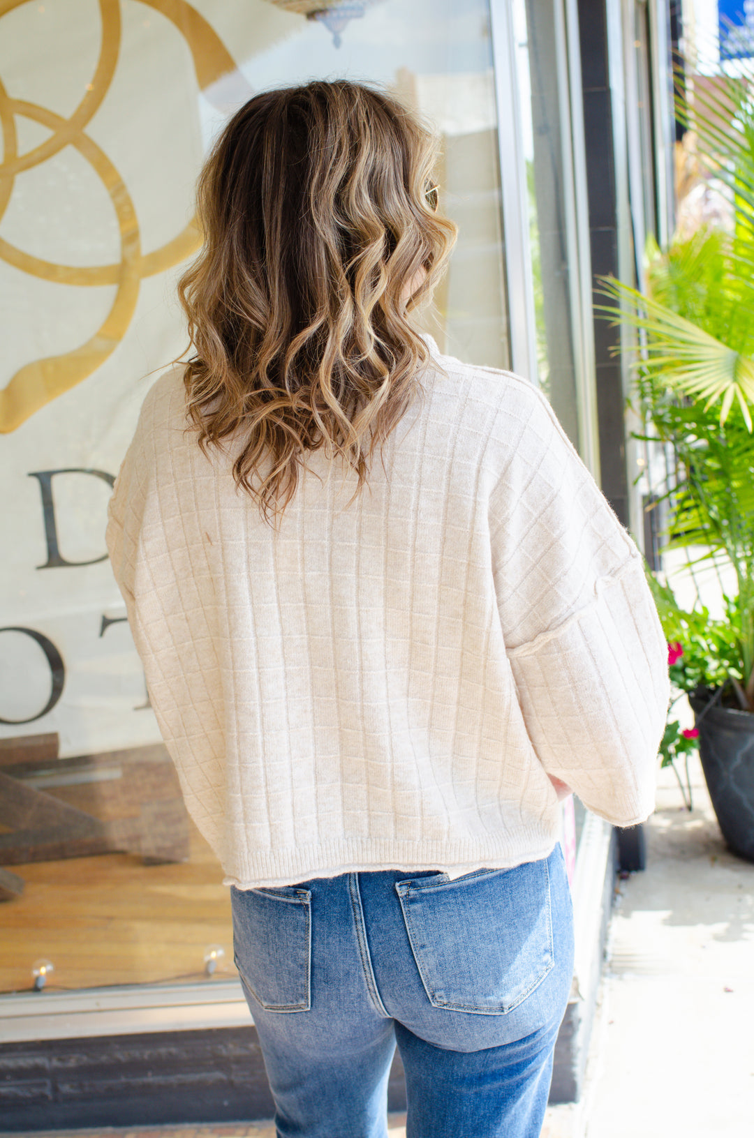Perfect Fall Short Sleeve Textured Sweater Top in Oatmeal