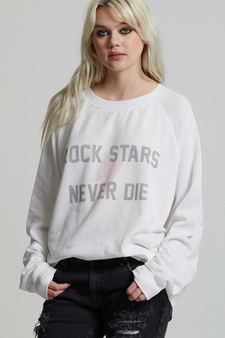 Rock Stars Never Die White Sweatshirt