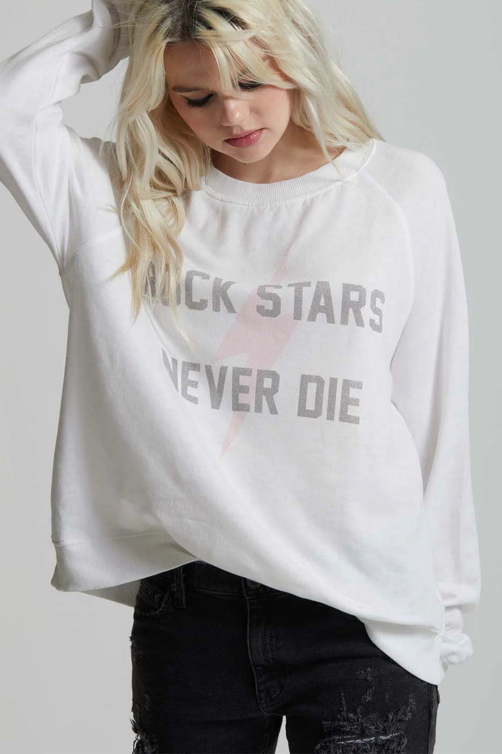 Rock Stars Never Die White Sweatshirt