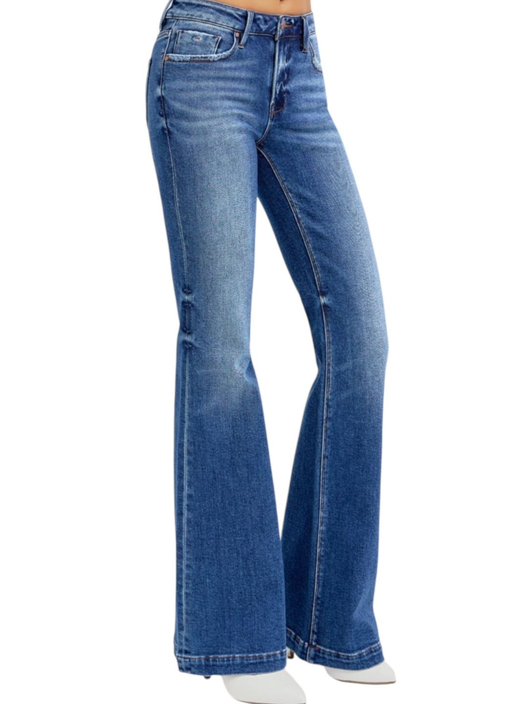 Risen Low Rise Flare Jeans in Dark Wash