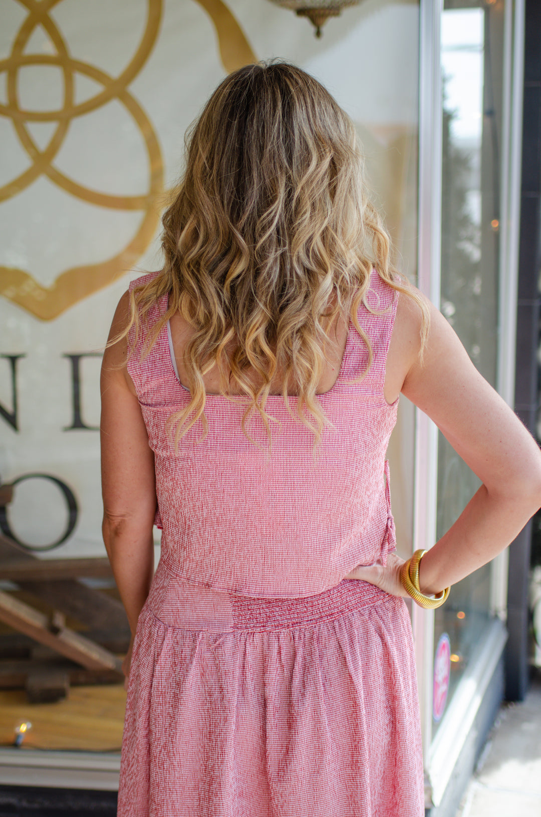 Whisk Me Away Red Gingham Midi Skirt