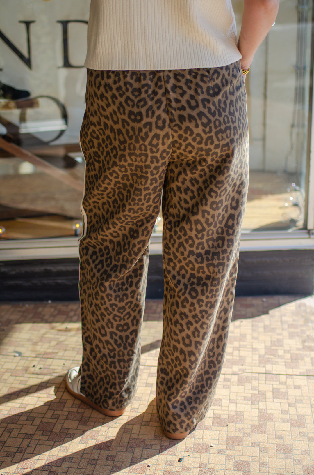 Make A Statement Leopard Pinstripe Drawstring Pants