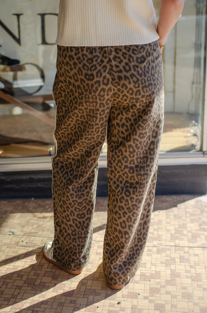 Make A Statement Leopard Pinstripe Drawstring Pants