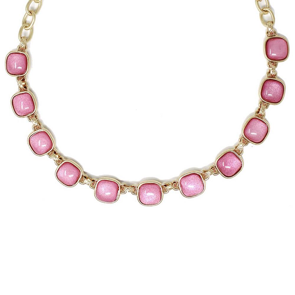 Pink Stone Gold Chain Necklace