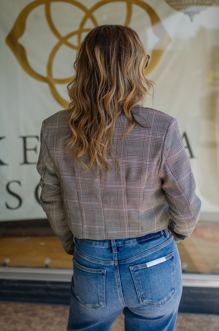 Pure Sophistication Plaid Cropped Blazer
