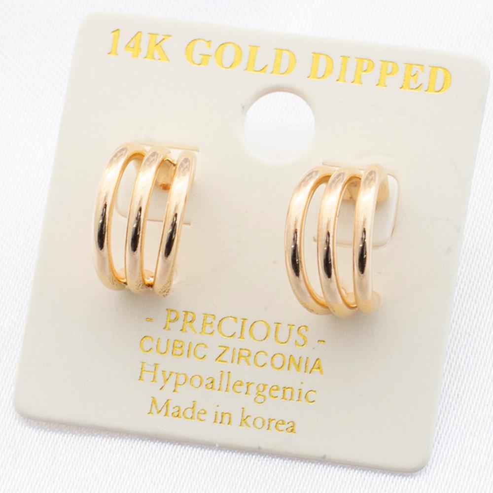 14K Gold Dipped Triple Hoop Earring