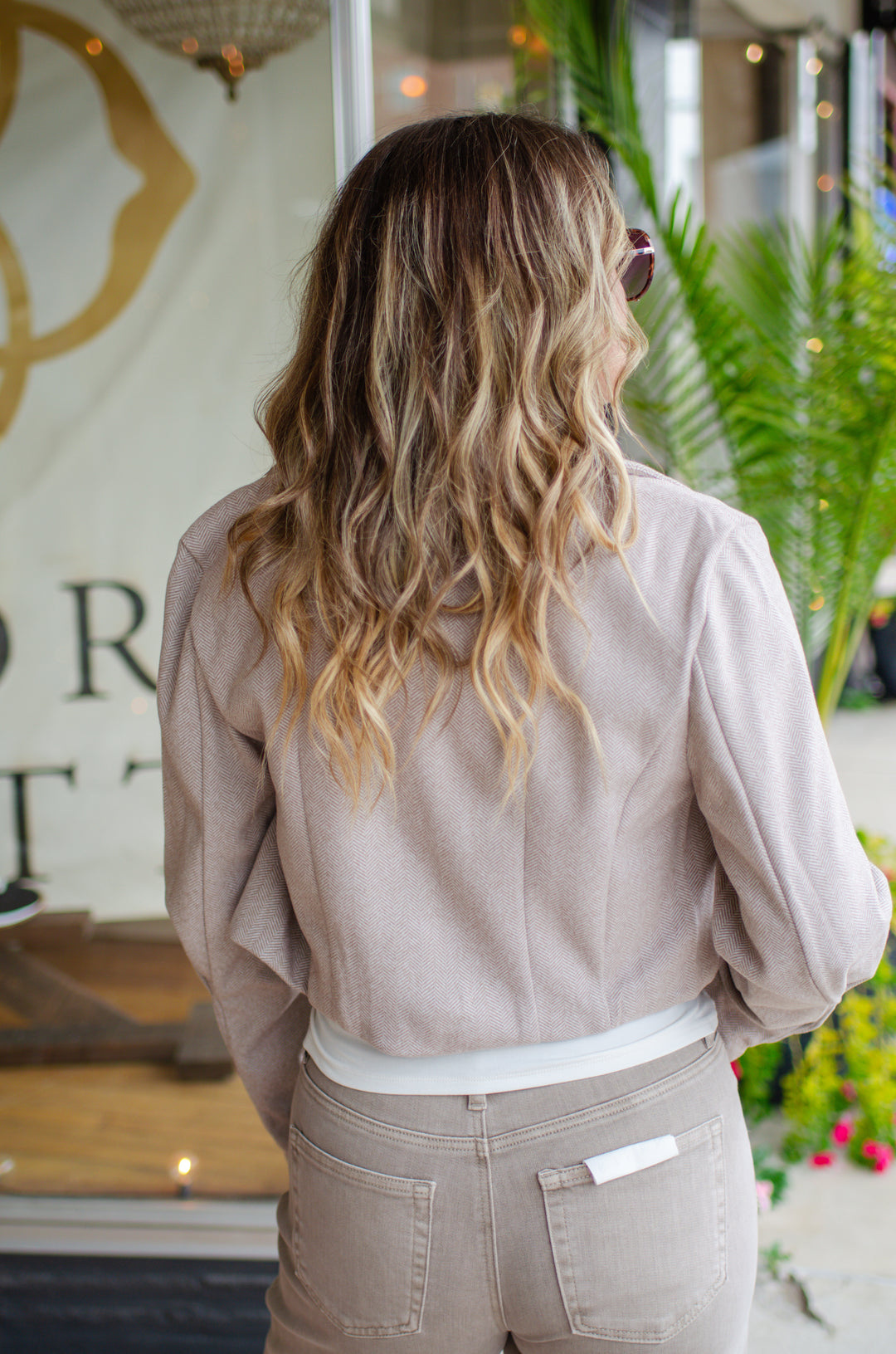 Chic Style Tweed Blazer in Beige