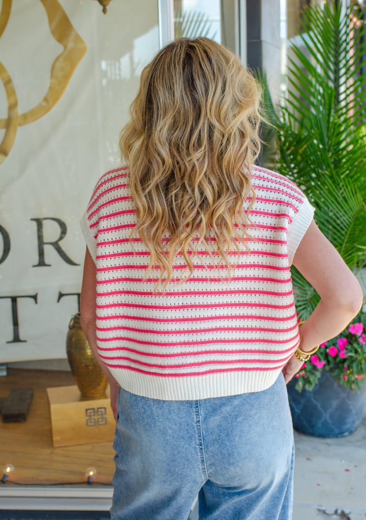 Dream Come True Stripe Knit Top in Pink