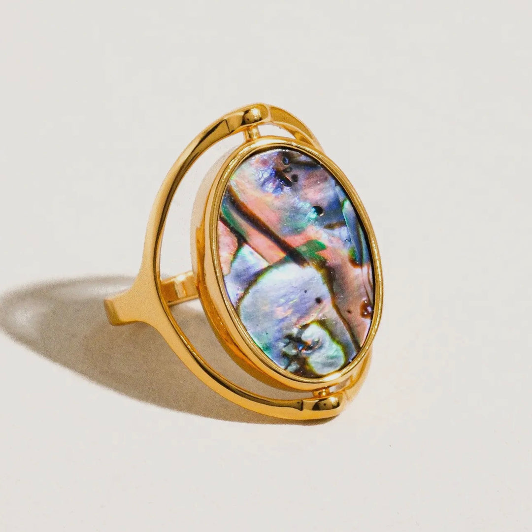 LUXE Isla 18K Gold Plated Double Sided Shell Ring