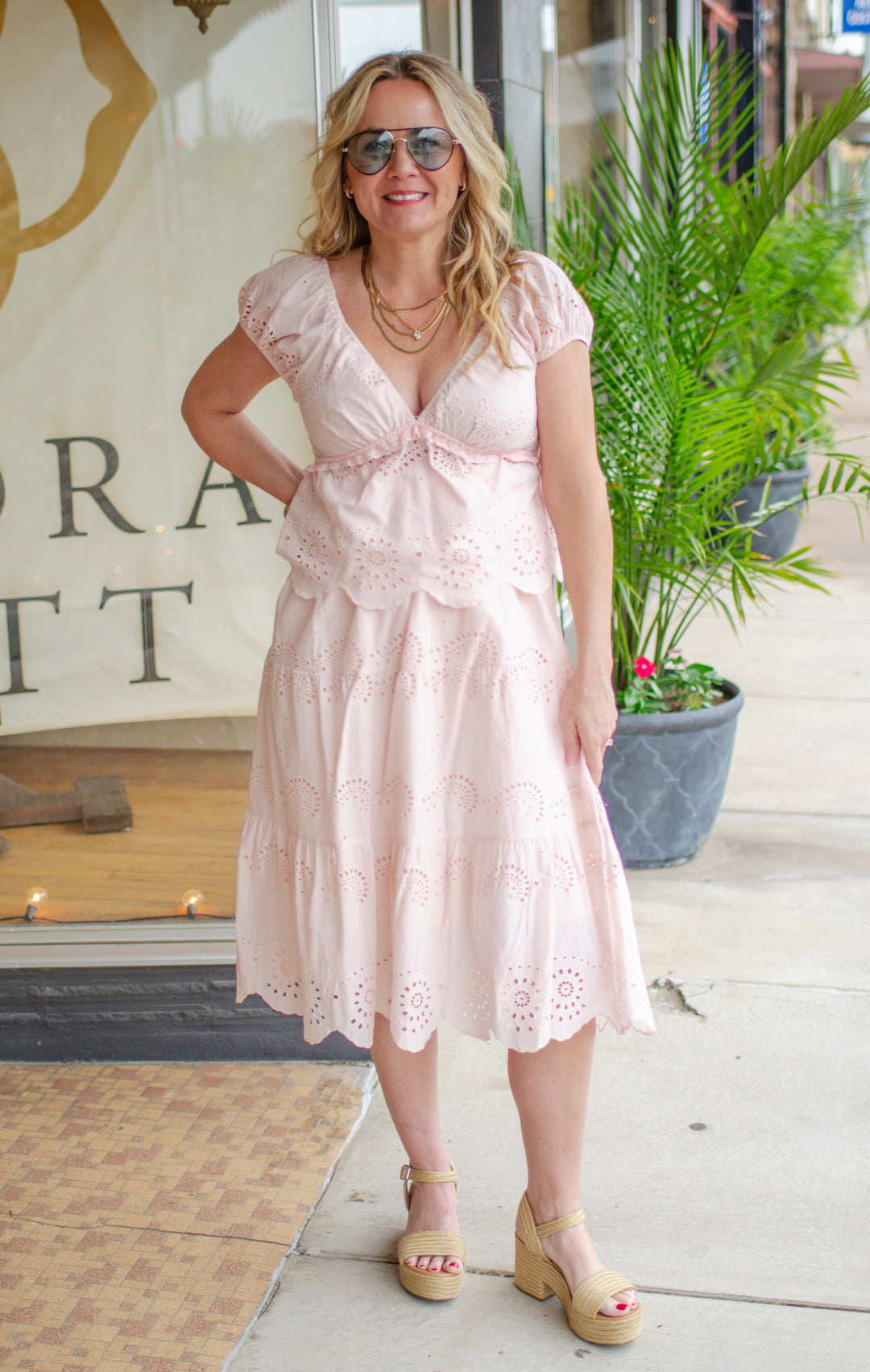 Wish You Were Here Lace Baby Doll Top in Blush