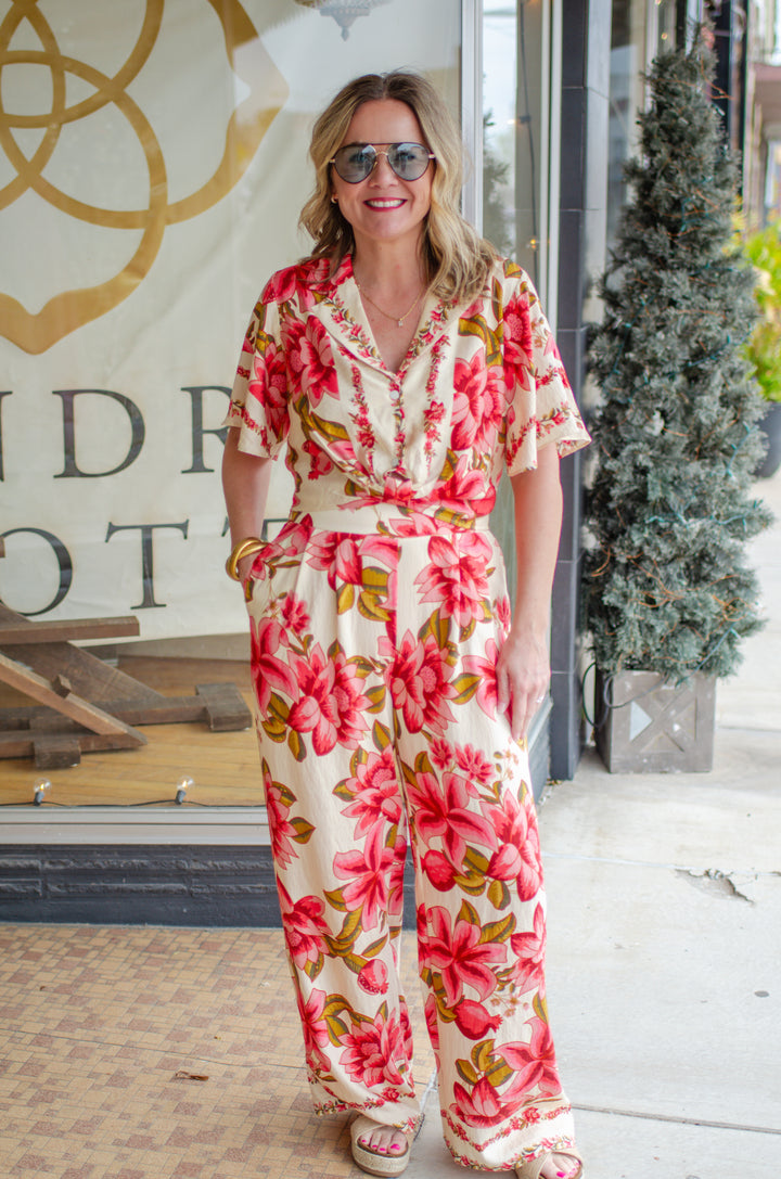 Maui Baby Floral Print Collared Button Down Top