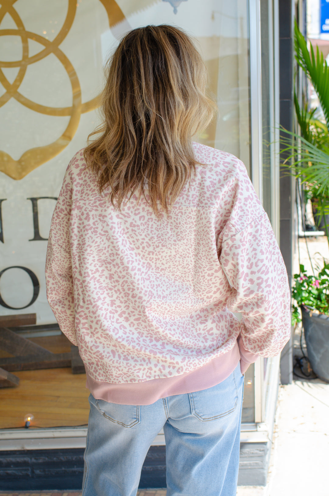 Always Reminiscing Leopard Sweatshirt Top in Blush Leopard
