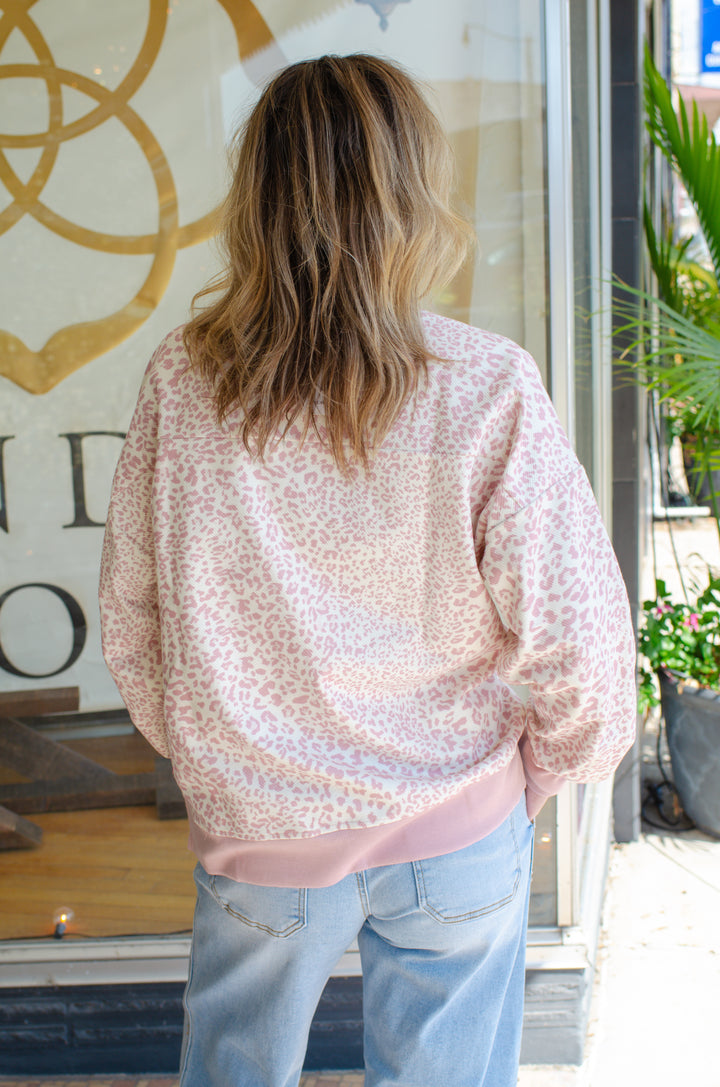 Always Reminiscing Leopard Sweatshirt Top in Blush Leopard