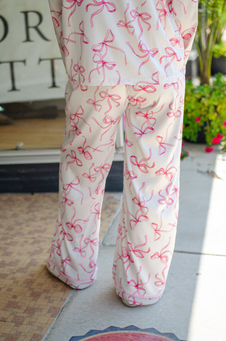 So Fancy Pink Bow Pull On Pajama Pants