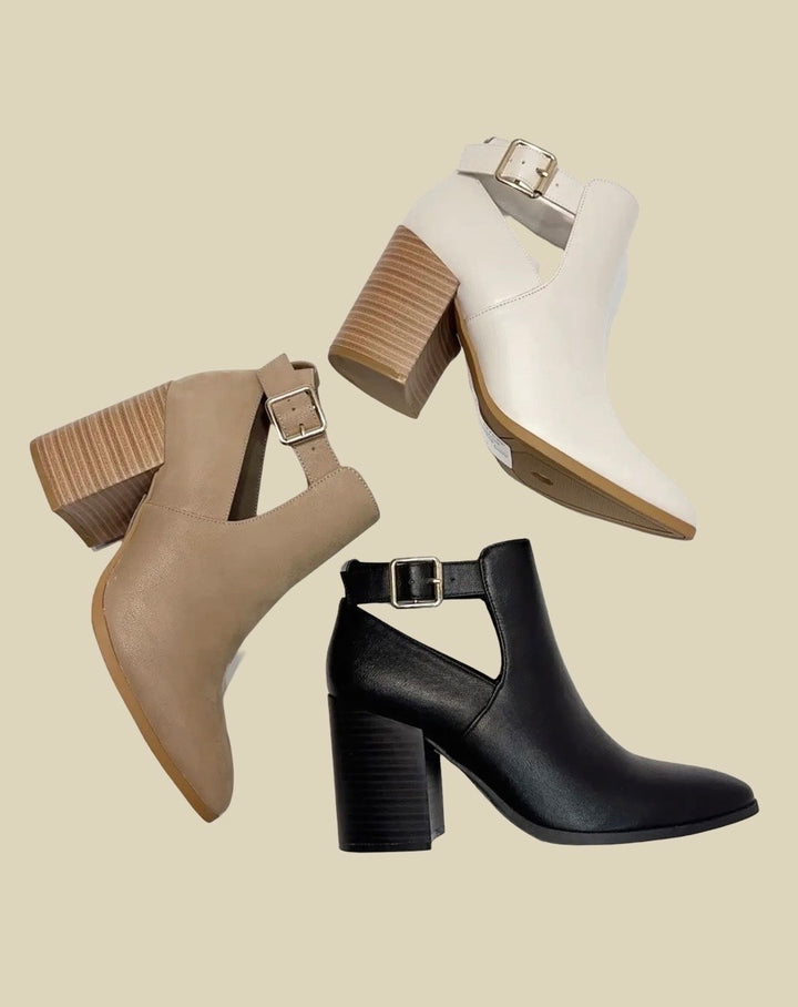 Fall For Your Ankle Cut Out Bootie in Black