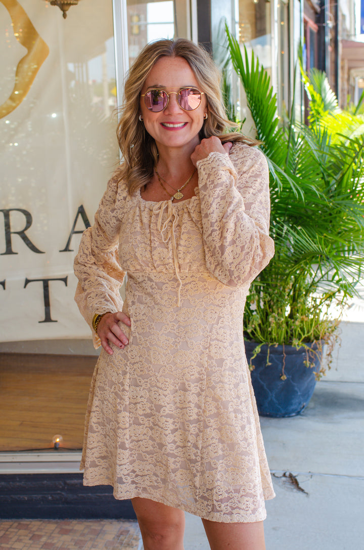 First Dance Cream Embroidered Lace Dress