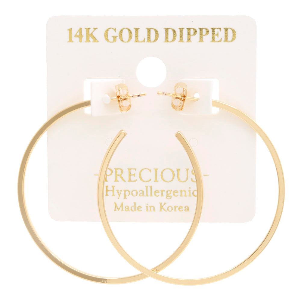 14K Gold Dipped Open Hoop 1.5" Earring