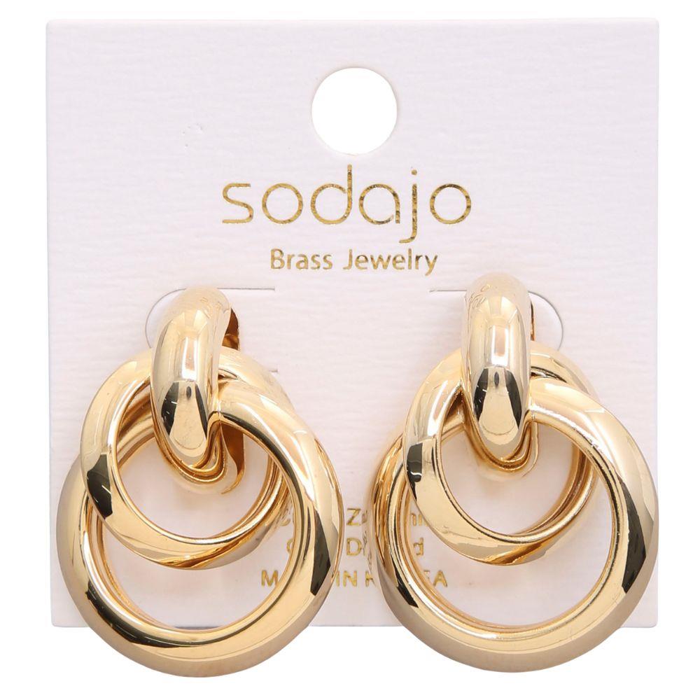 14K Gold Dipped 1" Triple Hoop Knot Earring