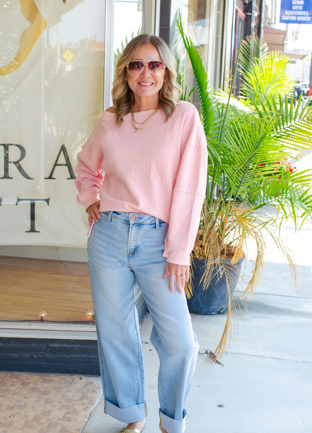 Cozy Forecast Thermal Oversized Top in Pink